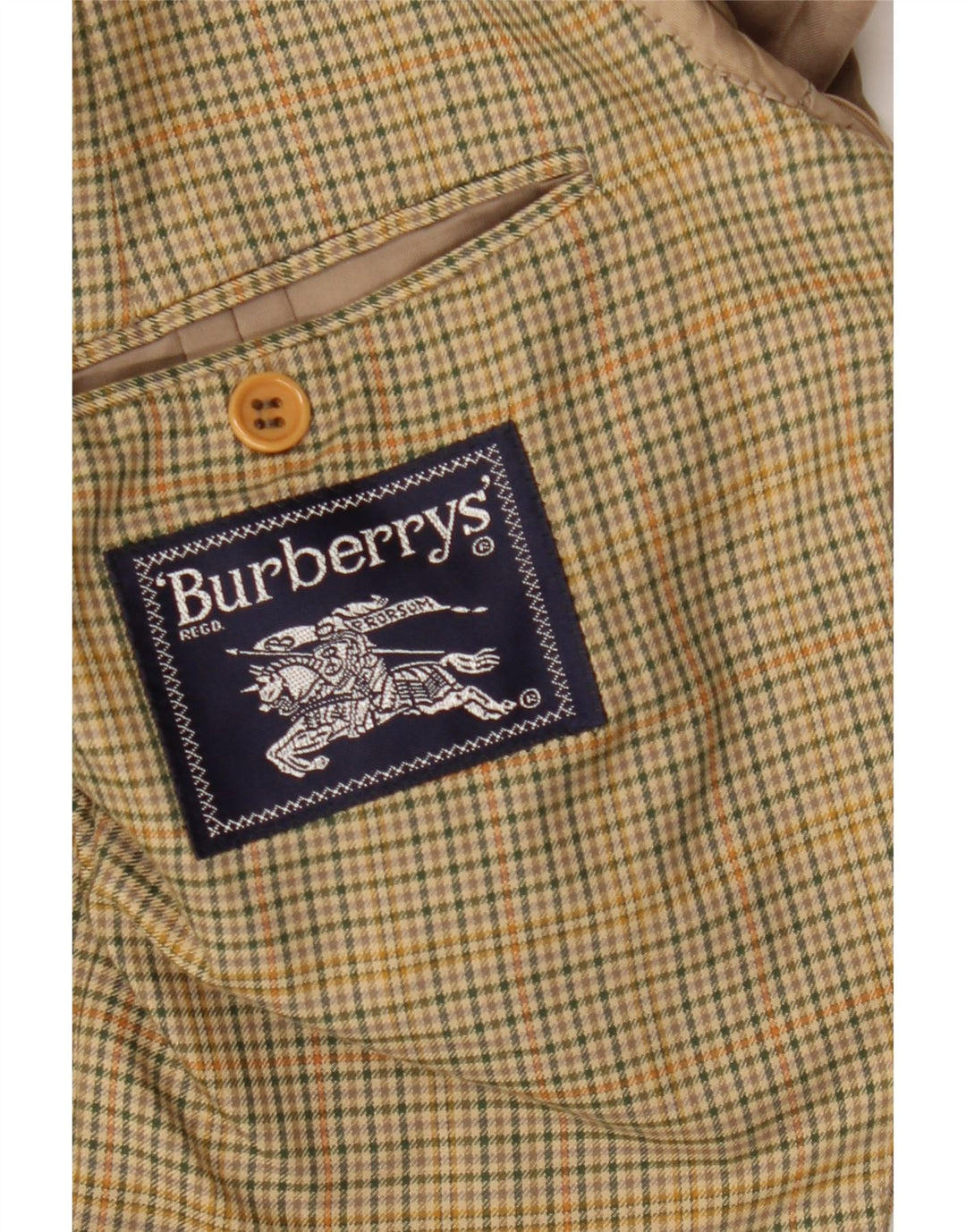 Giacca blazer da uomo a 2 bottoni Burberrys IT 52 grande cotone a quadri beige