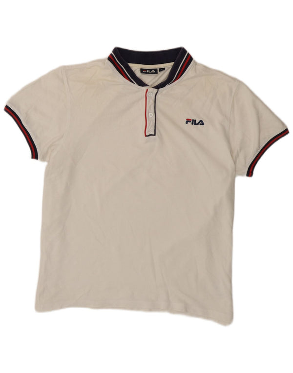 Polo da uomo Fila grande in cotone a righe bianche