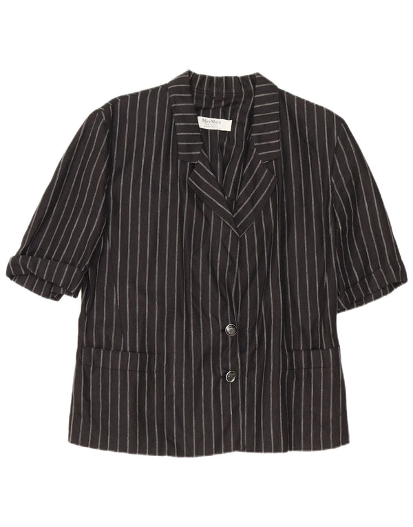 Giacca blazer a 2 bottoni da donna Max Mara UK 14 gessato medio nero