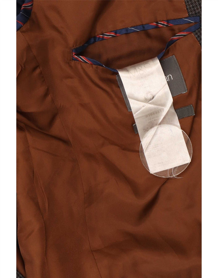 Giacca blazer a 2 bottoni da uomo Marks & Spencer UK 42 grande lana a quadri grigi
