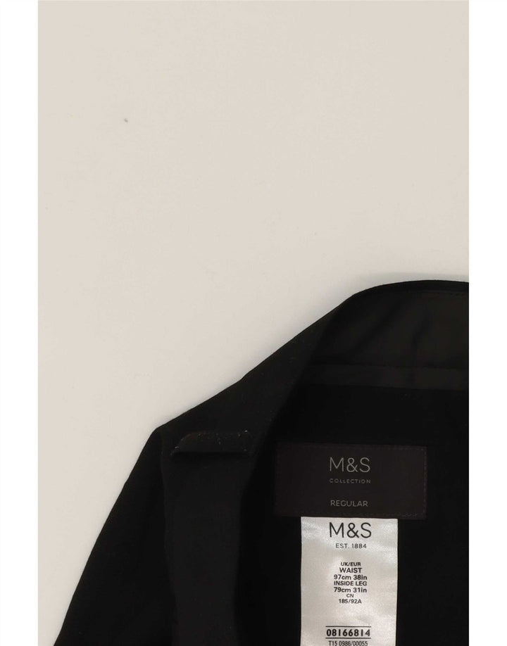 Pantaloni da abito affusolati da uomo Marks & Spencer W38 L31 poliestere nero classico