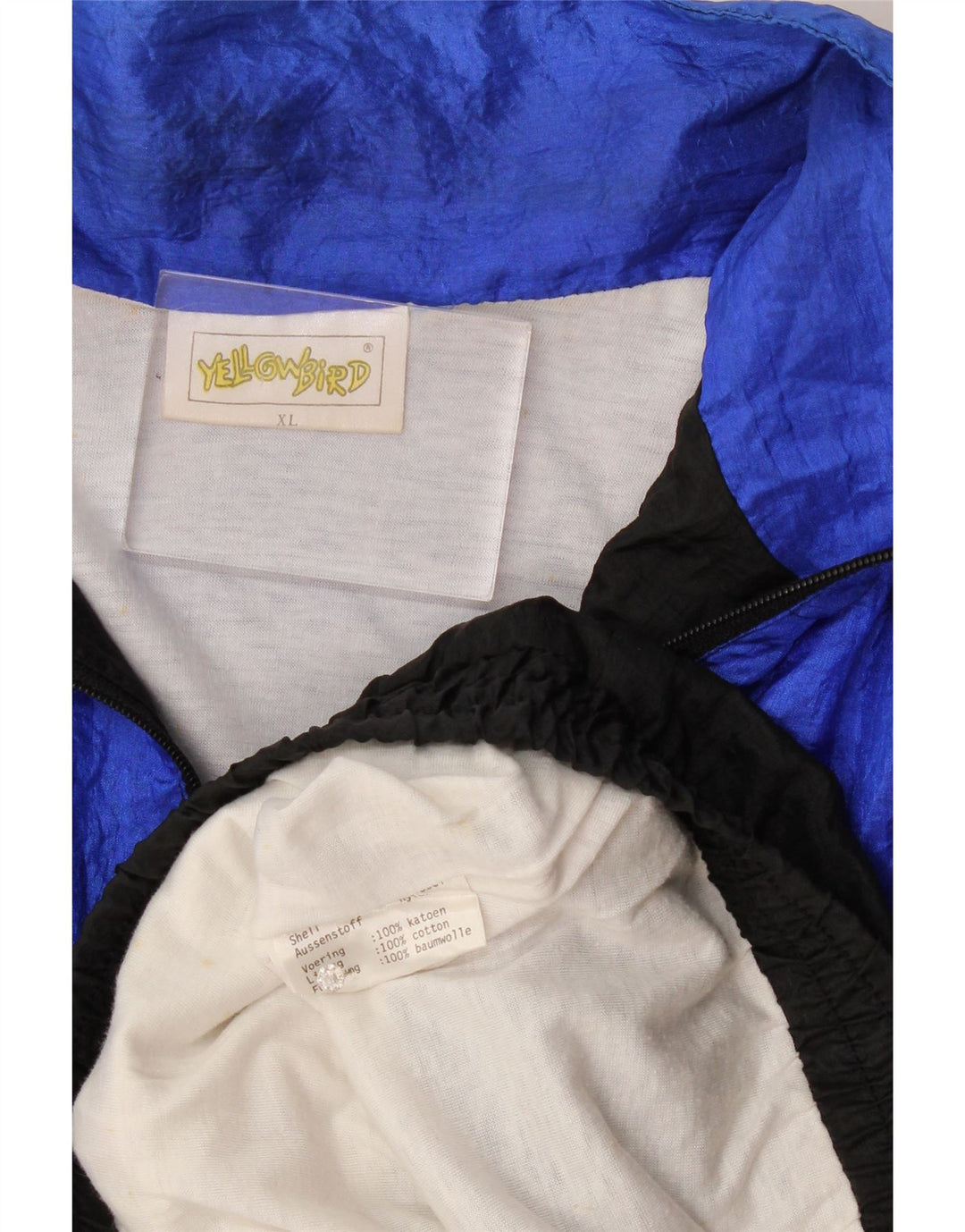 Giacca da ginnastica vintage da uomo XL in nylon color block nero