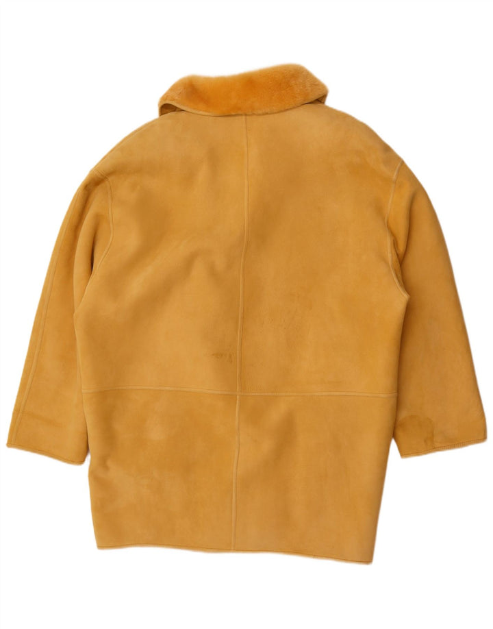 Cappotto oversize in shearling doppiopetto vintage da donna IT 44 giallo medio