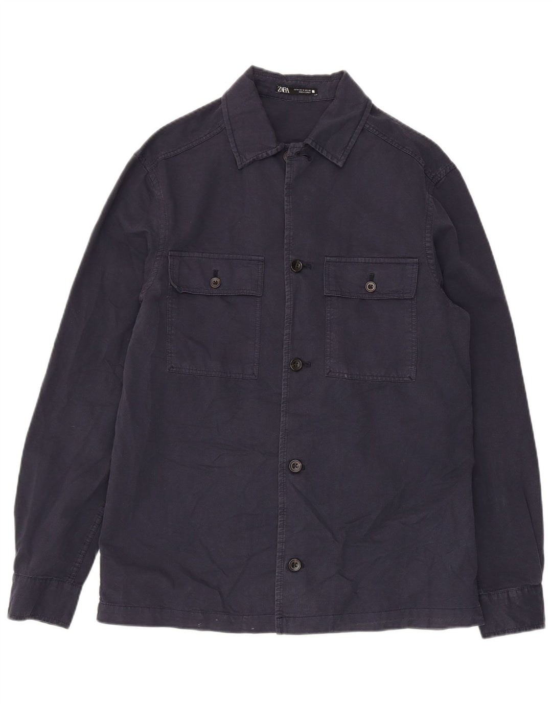Camicia Zara da uomo in cotone blu navy medio