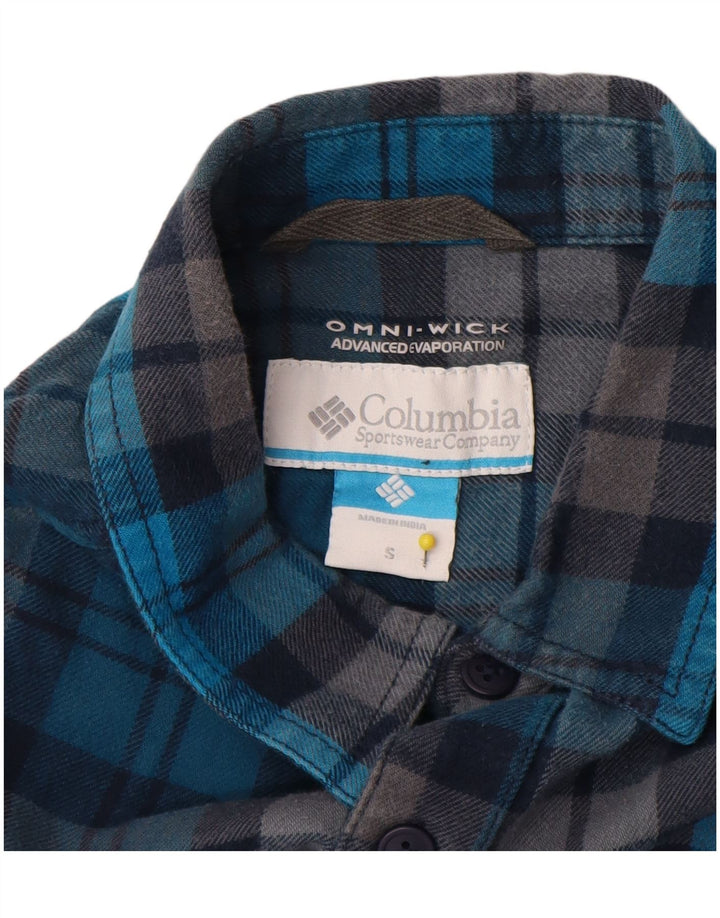 Camicia Columbia Omni-Wick in flanella da uomo, piccolo cotone a quadri blu