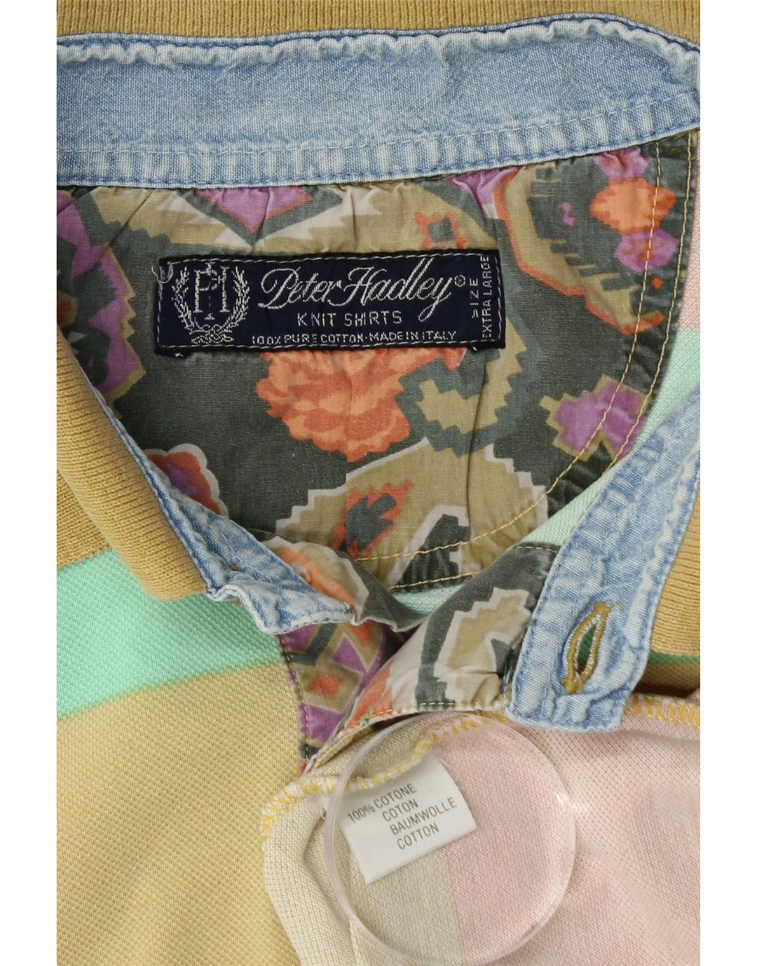 PETER HADLEY Polo da uomo XL in cotone a righe multicolore
