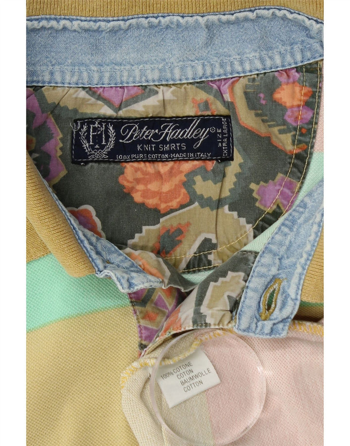 PETER HADLEY Polo da uomo XL in cotone a righe multicolore