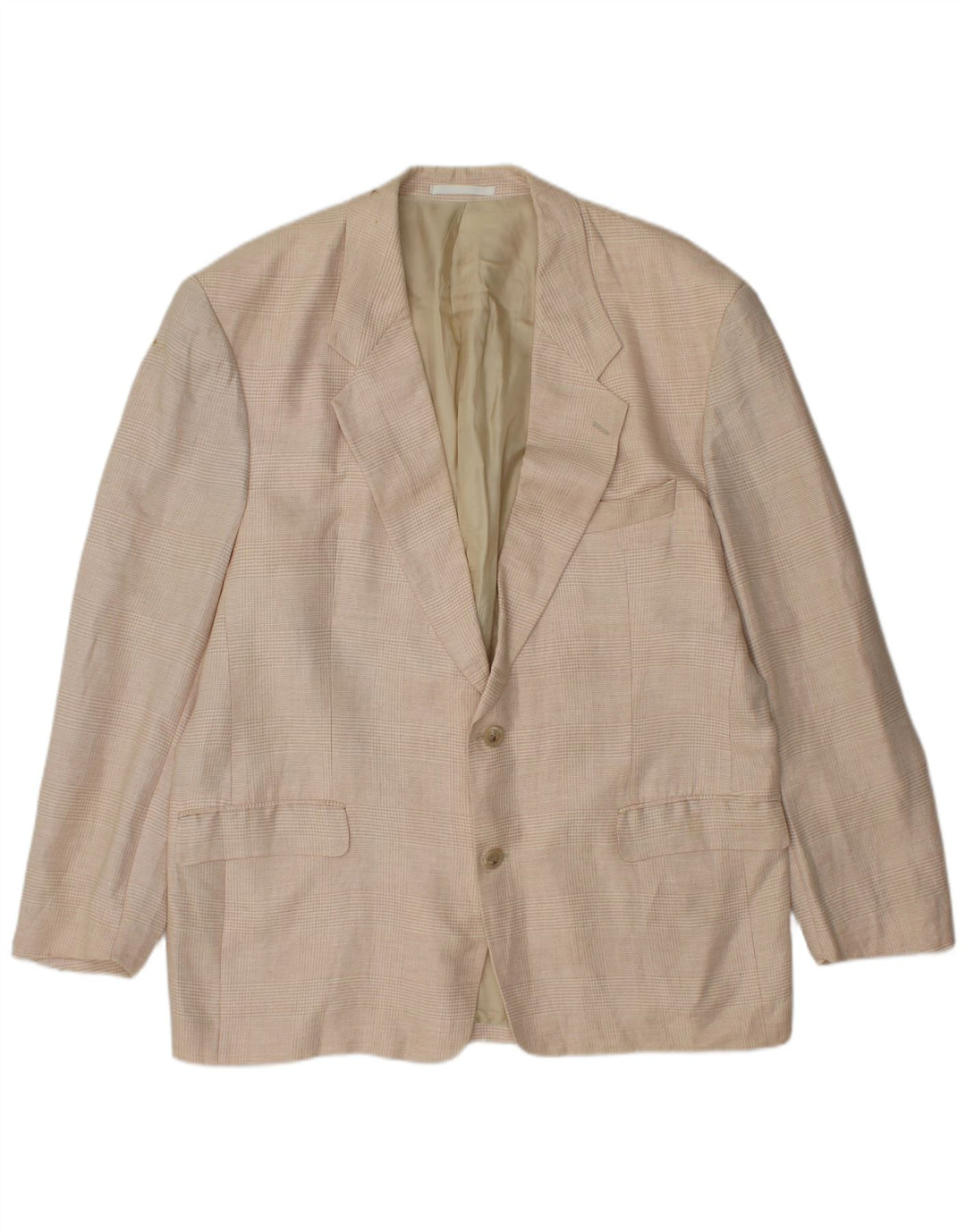Giacca blazer da uomo a 2 bottoni HUGO BOSS EU 56 3XL Lino a quadri beige