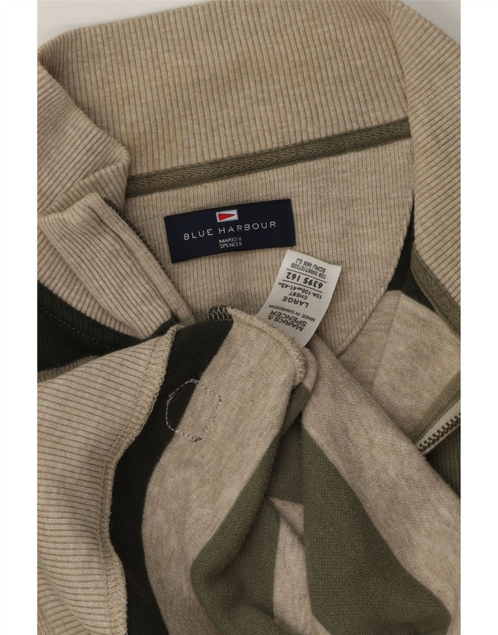 Marks & Spencer maglione da uomo con collo con zip blu Harbour grande kaki