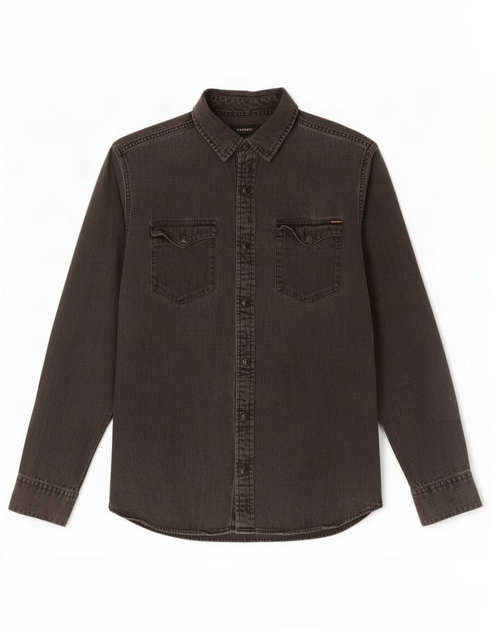 Camicia di jeans da uomo Jack & Jones grande in cotone grigio