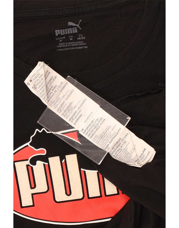 T-shirt grafica da uomo Puma Top in cotone nero medio