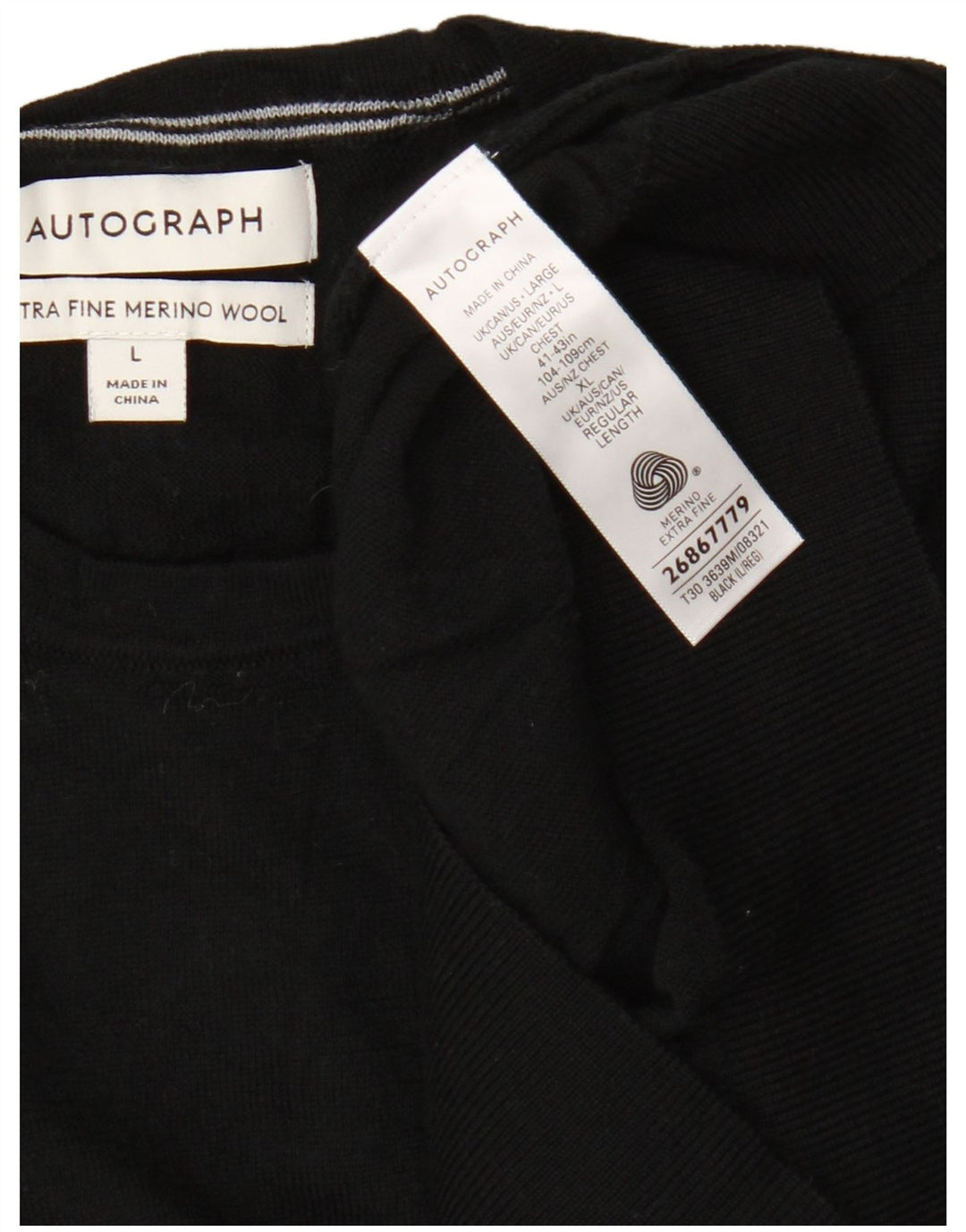 Maglione maglione girocollo autografo da uomo Marks & Spencer grande nero