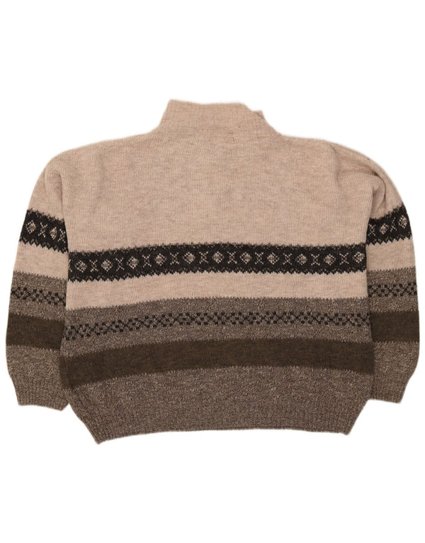 Maglione da uomo Southern con zip e collo 2XL Acrilico Fair Isle beige