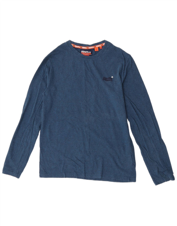 Top da uomo a maniche lunghe Superdry in cotone blu navy medio
