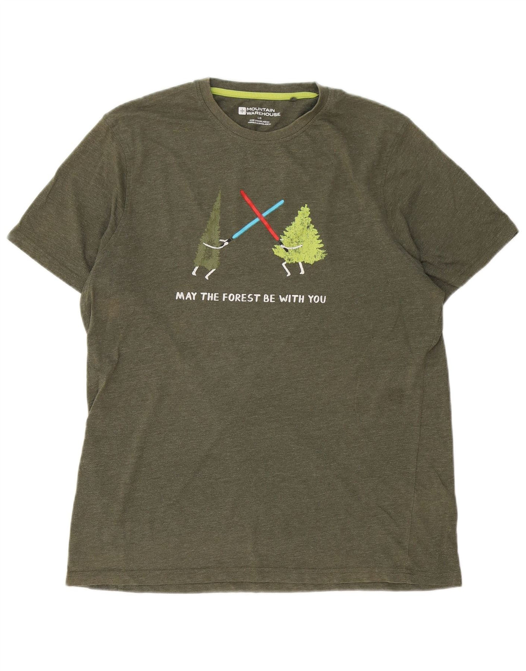 T-shirt grafica da uomo Mountain Warehouse Top grande in cotone verde