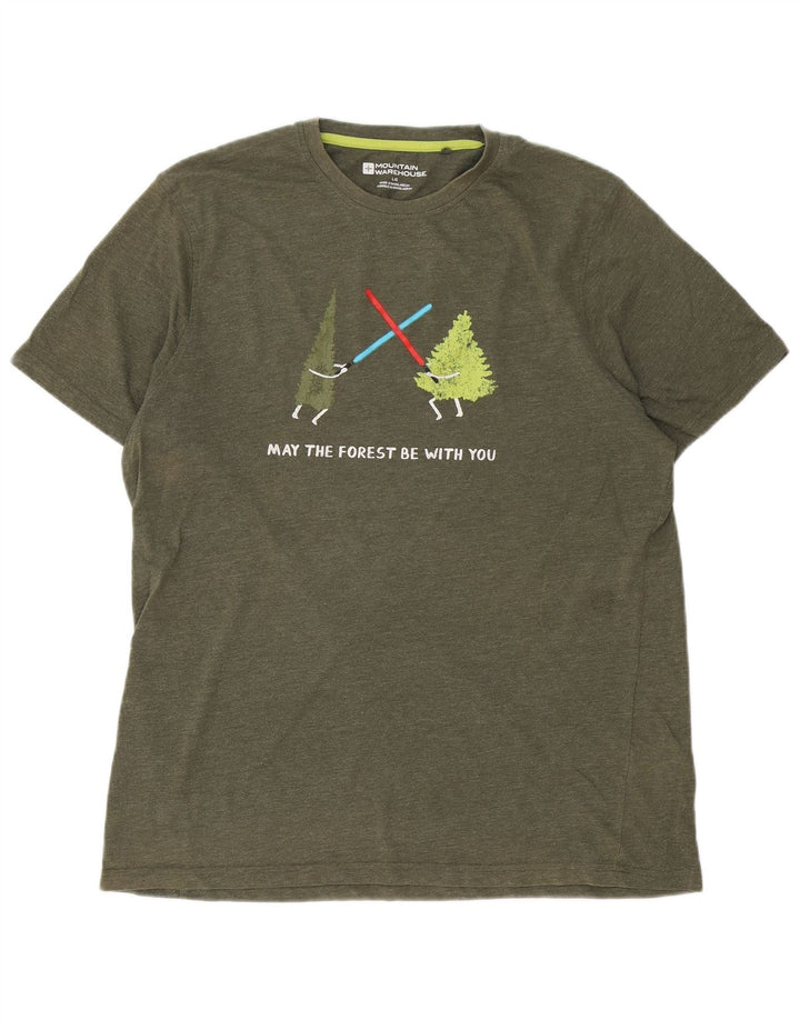 T-shirt grafica da uomo Mountain Warehouse Top grande in cotone verde