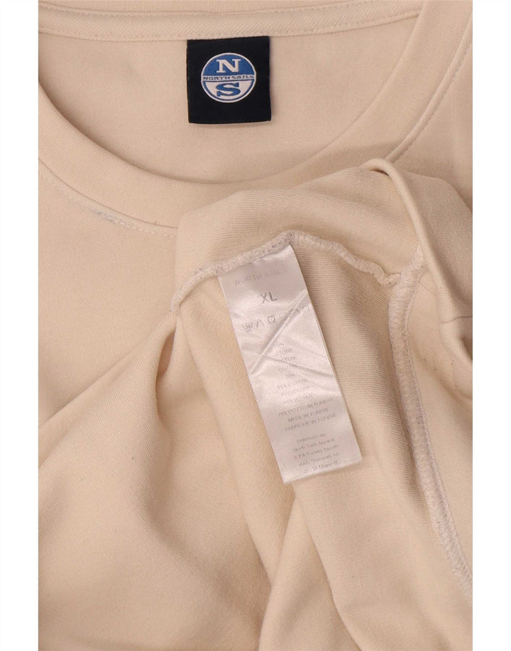 Felpa con grafica da uomo North Sails Maglione XL in cotone bianco sporco