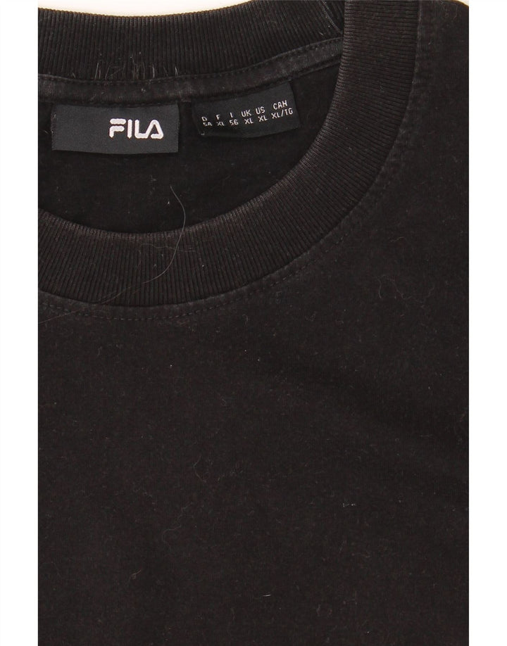 FILA Mens Graphic T-Shirt Top XL Black Cotton Vintage Fila and Second-Hand Fila from Messina Hembry 