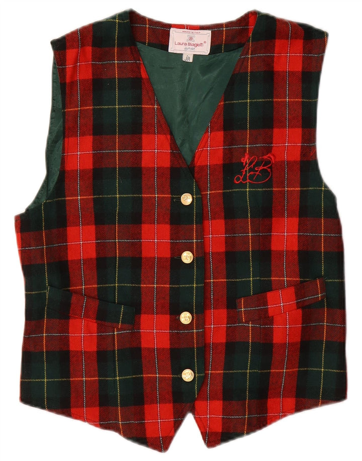 Gilet Bambina Laura Biagiotti 9-10 Anni Lana Check Rosso