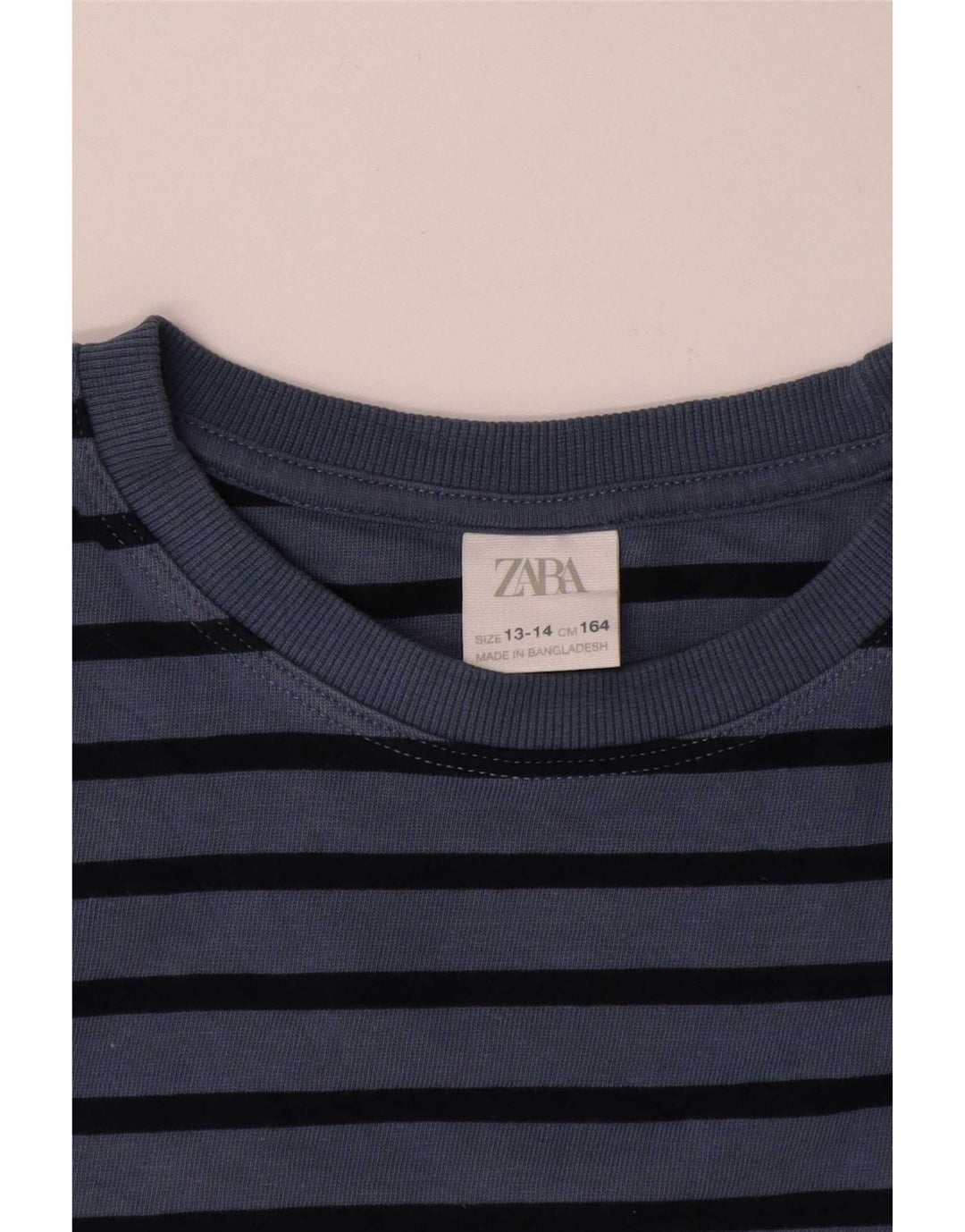 Maglia Zara Bambino Manica Lunga 13-14 Anni Cotone Rigato Blu