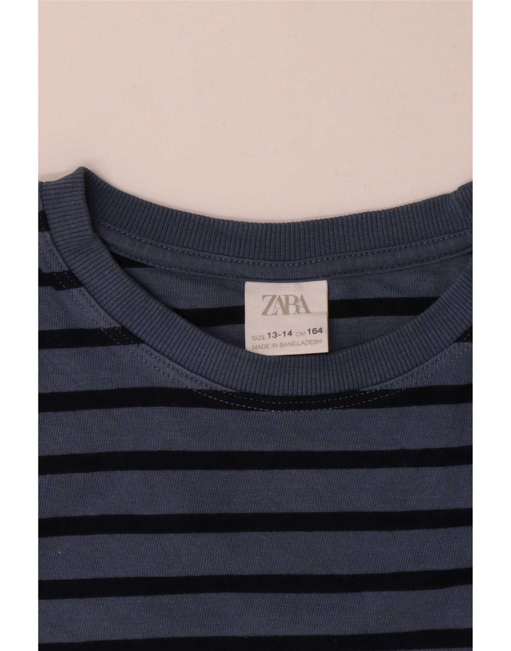 Maglia Zara Bambino Manica Lunga 13-14 Anni Cotone Rigato Blu