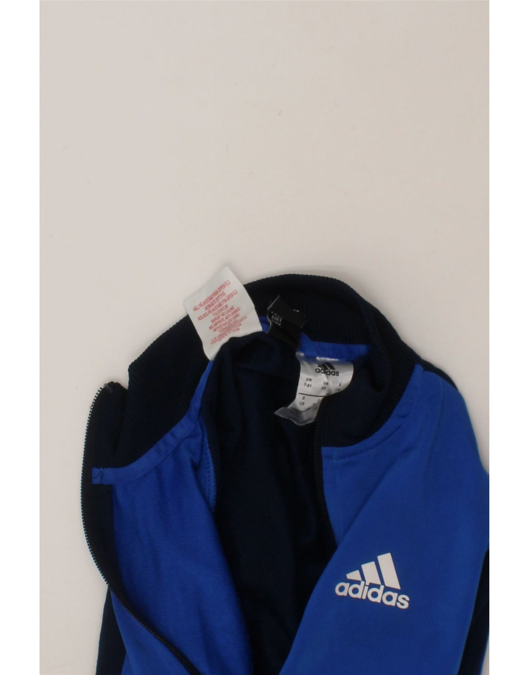 ADIDAS Boys Tracksuit Top Jacket 7-8 Years Blue Colourblock Polyester Vintage Adidas and Second-Hand Adidas from Messina Hembry 