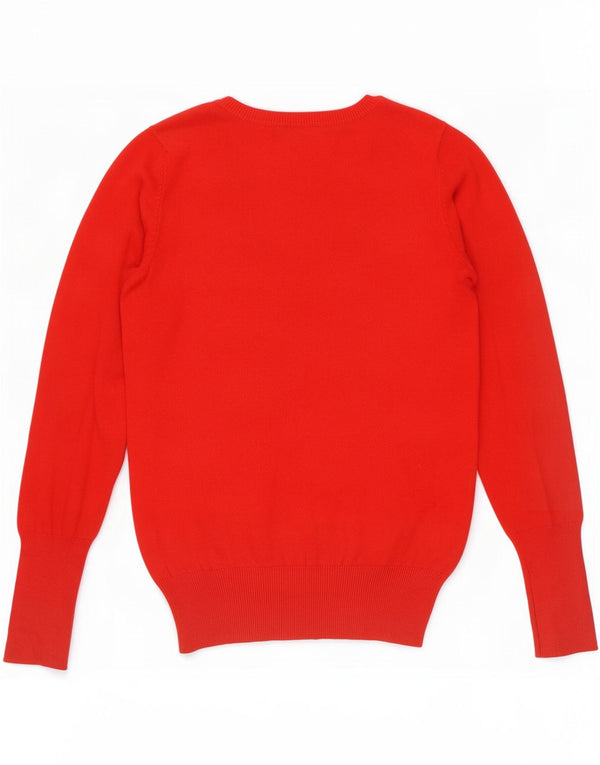 Maglione maglione con scollo a V da donna Zara UK 12 rosso medio