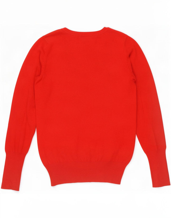 Maglione maglione con scollo a V da donna Zara UK 12 rosso medio