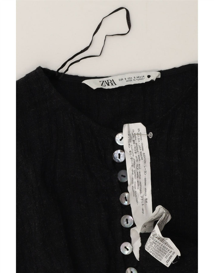 Camicia Zara da donna camicetta UK 10 piccola viscosa grigia