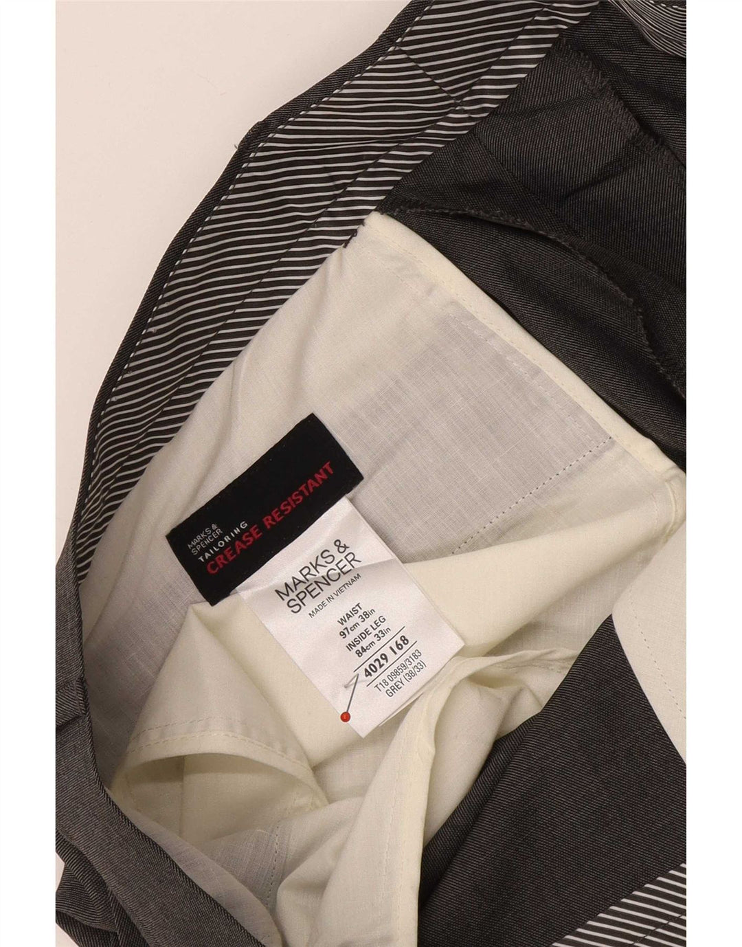Pantaloni da abito dritti da uomo Marks & Spencer W38 L31 poliestere grigio