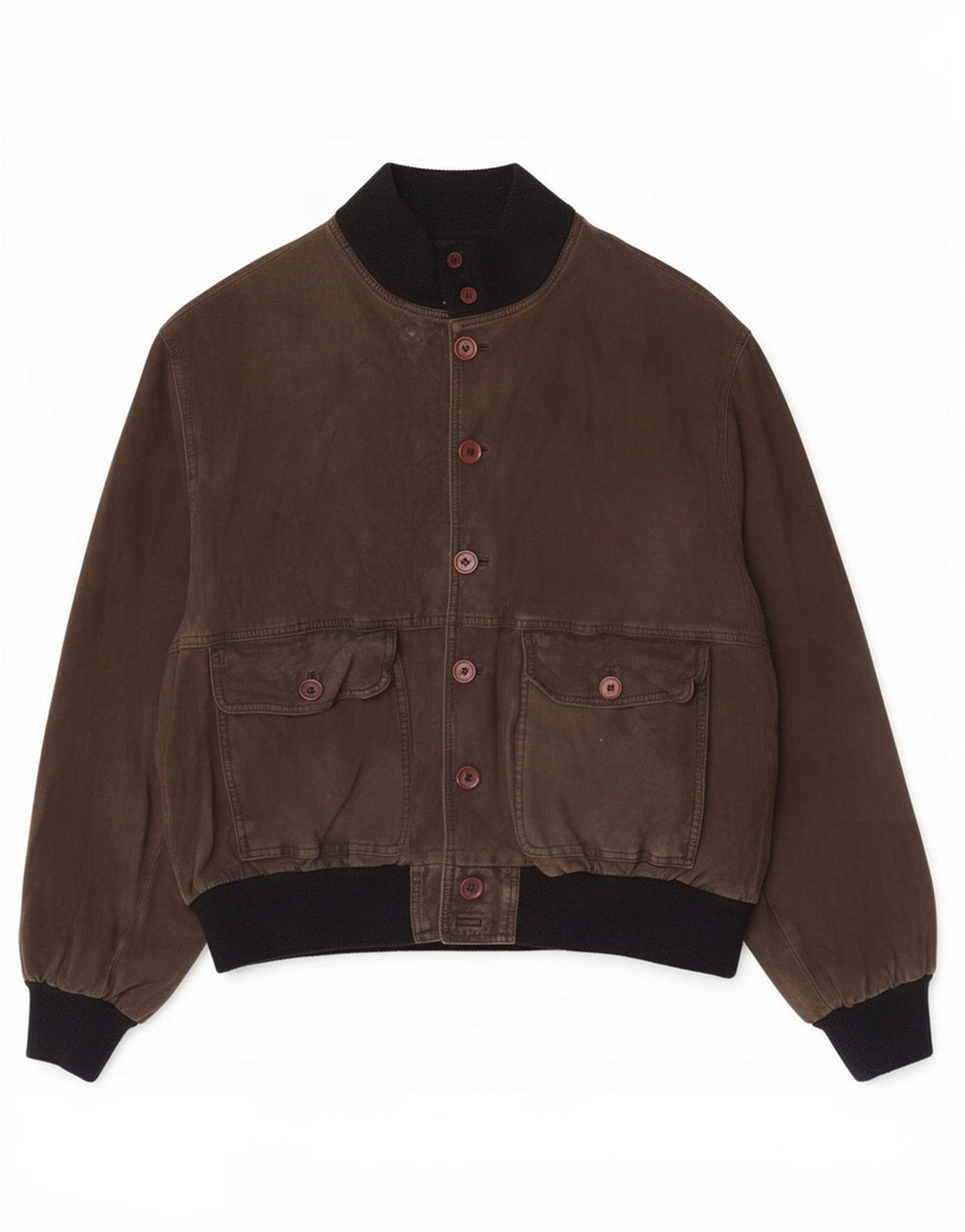Giubbotto bomber in pelle scamosciata vintage da uomo UK 40 grande color kaki
