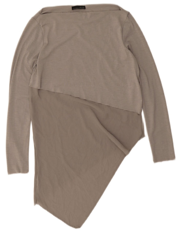 Top tunica asimmetrica a maniche lunghe da donna Zara UK 10 piccolo poliestere grigio