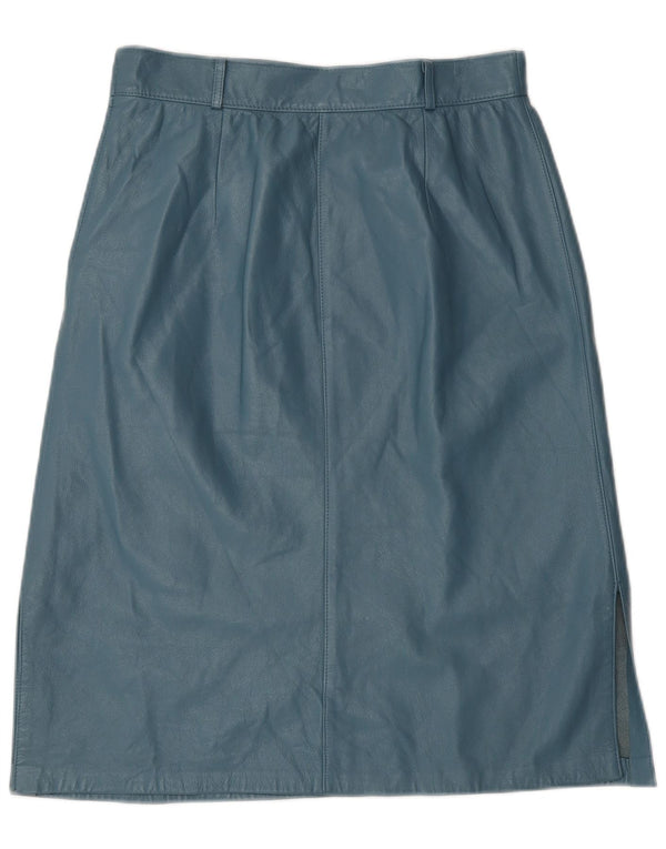 Vintage Womens Leather Skirt W28 Medium Blue