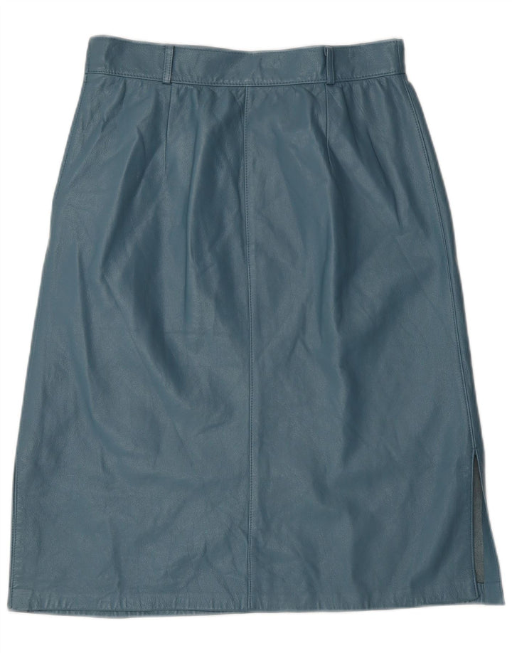 Gonna in pelle vintage da donna W28 Blu medio