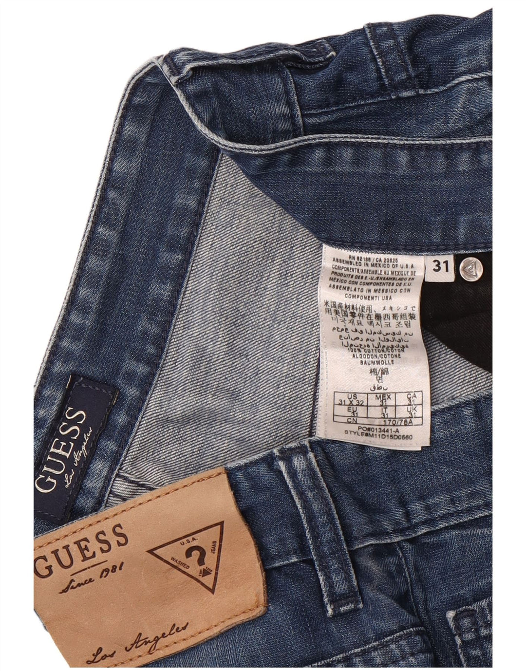 Pantaloncini di jeans da uomo Guess W31 in cotone blu medio