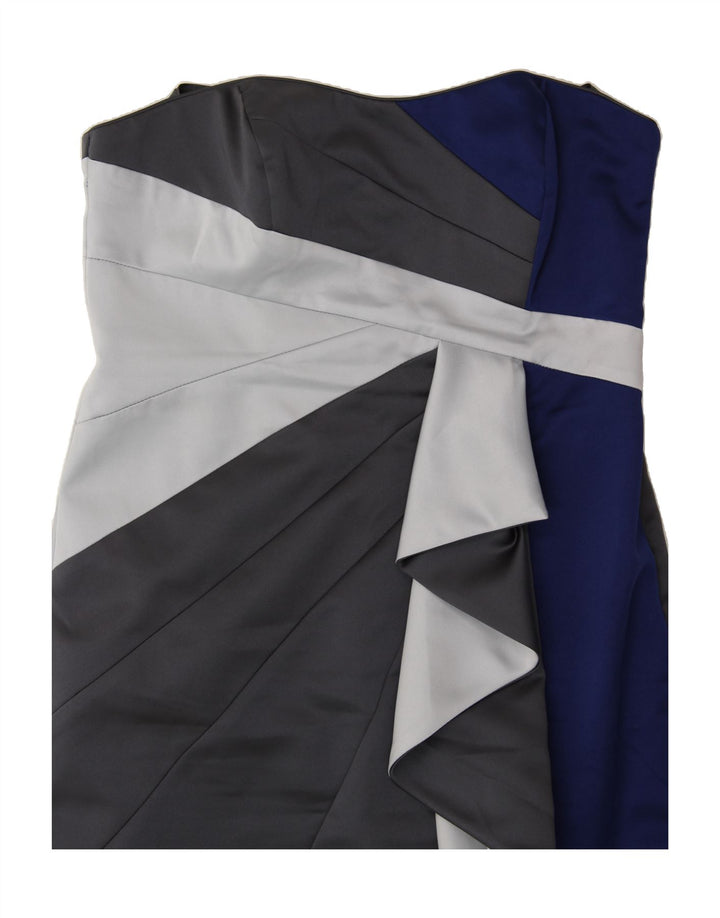 DEBUT Womens Strapless Dress UK 12 Medium Grey Colourblock Vintage Debut and Second-Hand Debut from Messina Hembry 