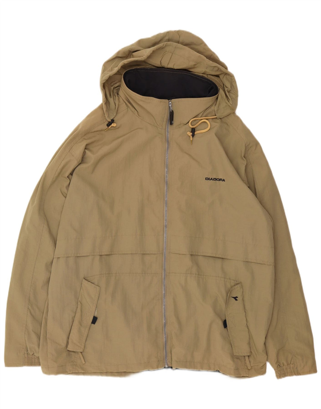 Giacca antipioggia da uomo Diadora vestibilità ampia con cappuccio UK 40 Large Beige Poliammide