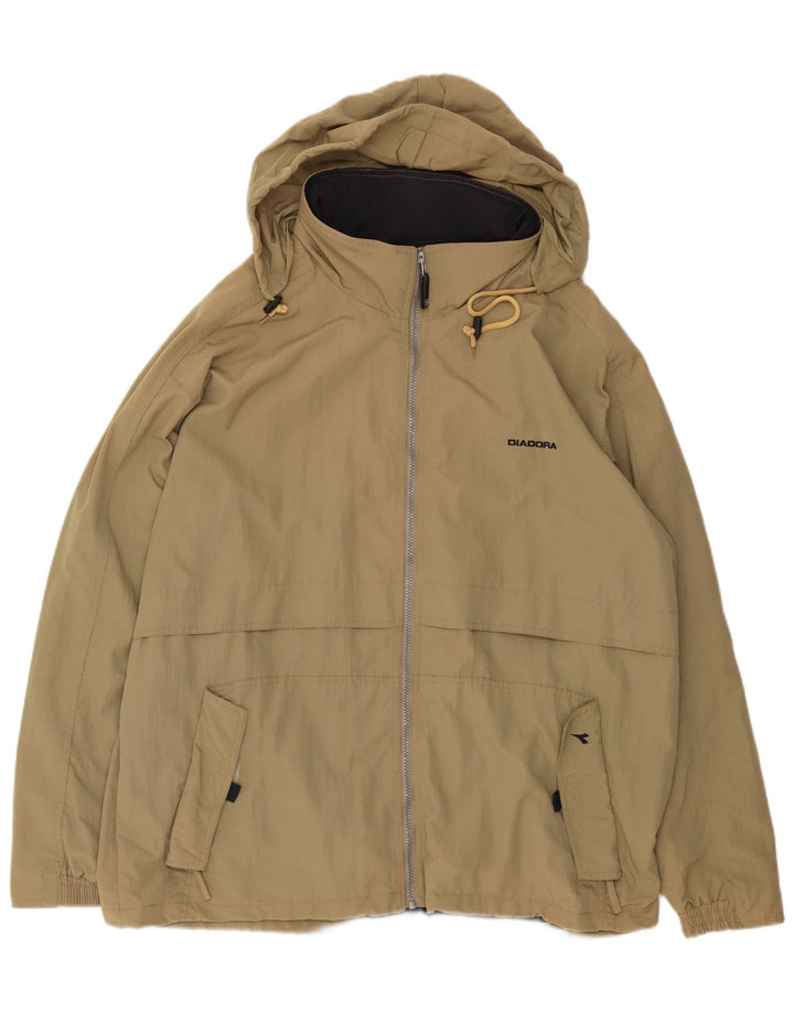 Giacca antipioggia da uomo Diadora vestibilità ampia con cappuccio UK 40 Large Beige Poliammide