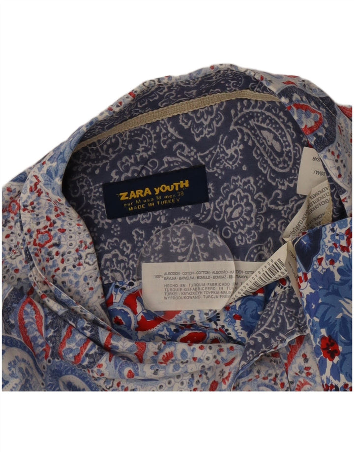 Camicia Zara Uomo Cotone Paisley Blu Medio