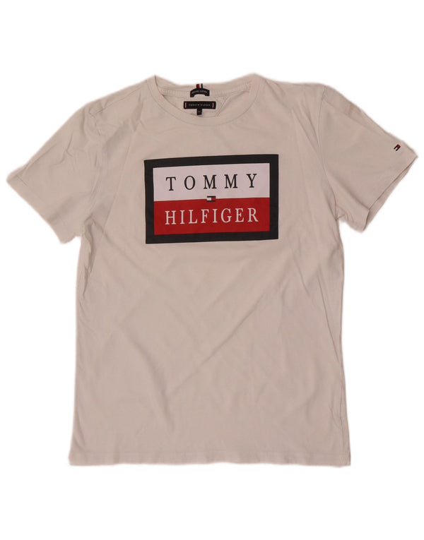 T-shirt grafica per ragazzi Tommy Hilfiger Top 15-16 anni in cotone bianco