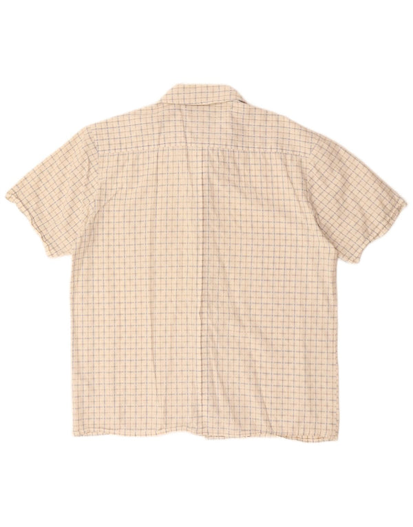 WRANGLER Camicia a maniche corte da uomo in cotone a quadri beige grande