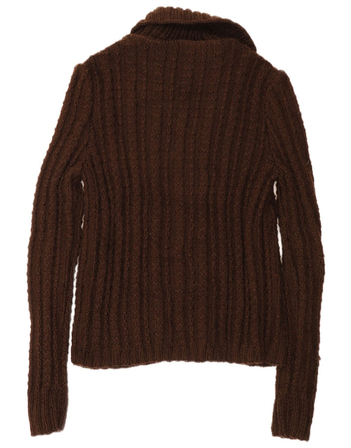 Maglione cardigan da donna vintage UK 18 XL Marrone