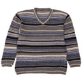 Maglione vintage da donna con scollo a V UK 14 a righe multicolori medie