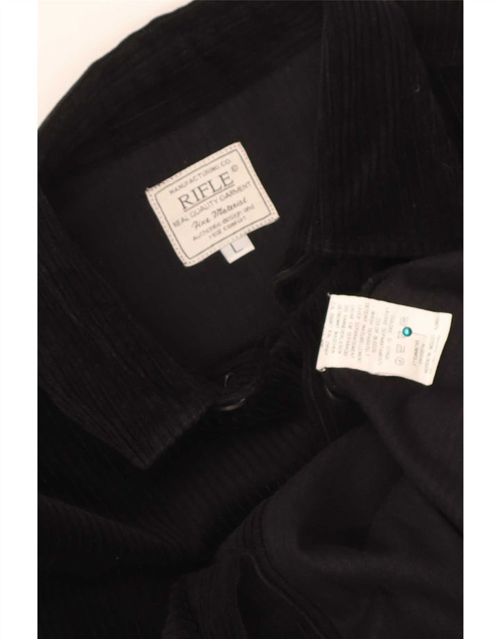 Camicia da uomo in velluto a coste Rifle, cotone nero grande