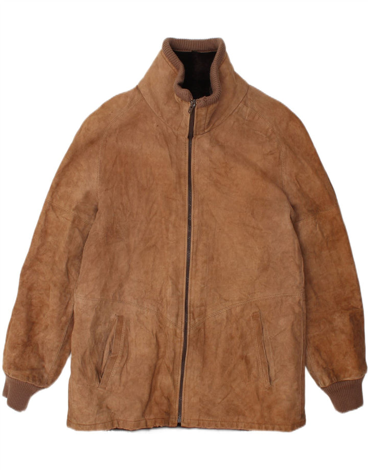 Giubbotto shearling vintage da uomo UK 38 in pelle marrone medio