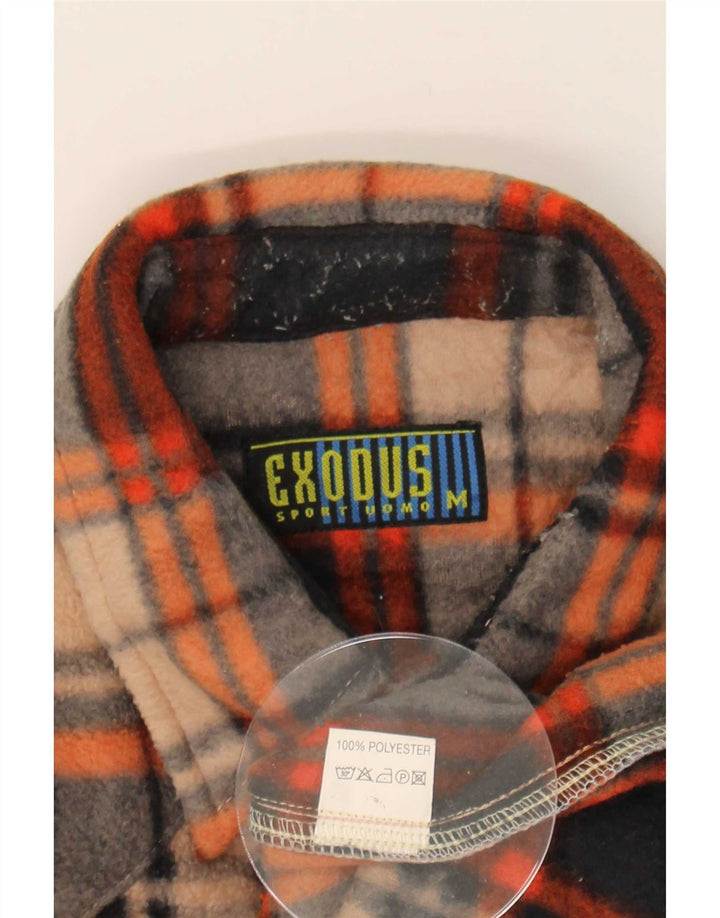 Camicia in pile vintage da uomo in poliestere scozzese marrone medio