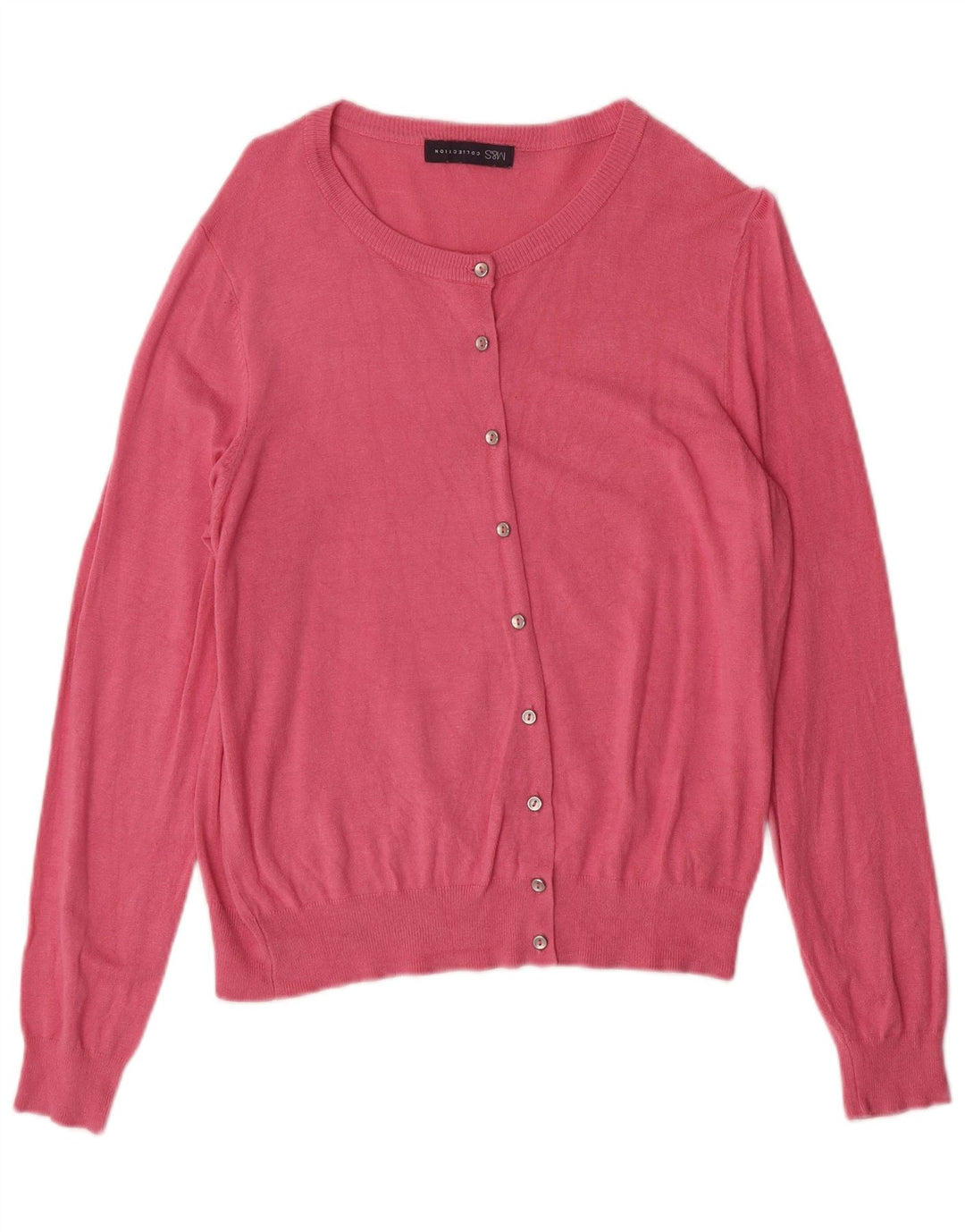 Maglione cardigan da donna Marks & Spencer UK 16 grande classico in viscosa rosa