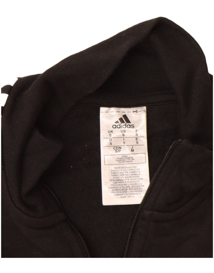 Felpa Adidas da uomo con zip e collo, piccola, in cotone nero
