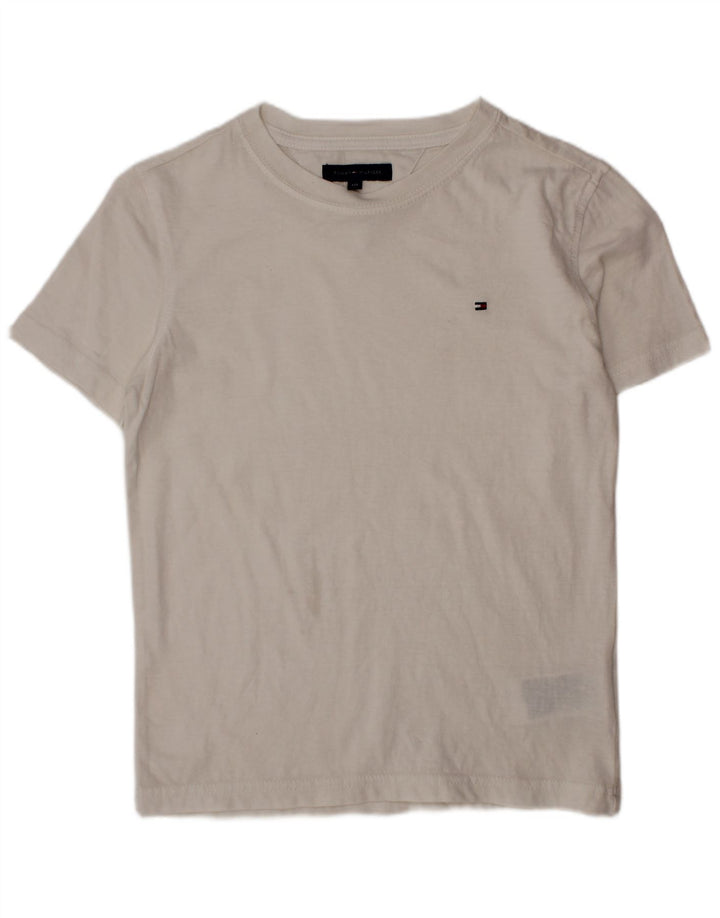 TOMMY HILFIGER T-shirt Top Bambino 7-8 Anni Cotone Bianco