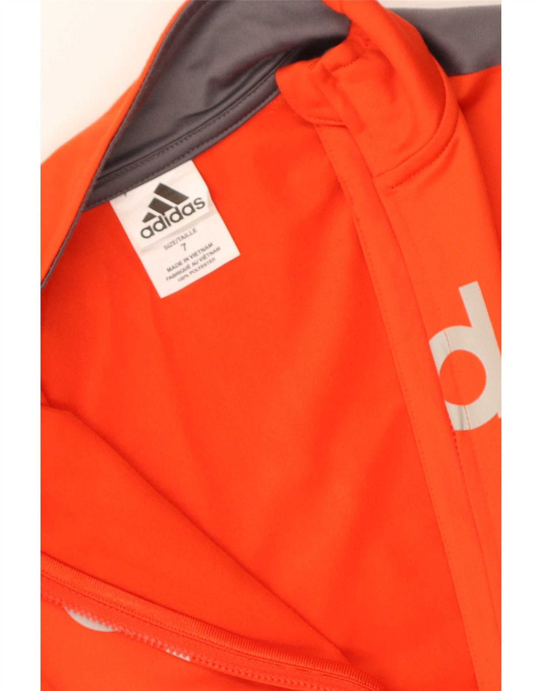 Giacca da ginnastica grafica da ragazzo Adidas 6-7 anni in poliestere a righe arancioni